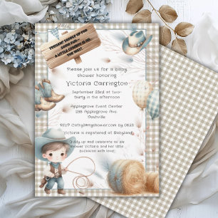 Invitación Cowboy Blue Boy Baby Shower