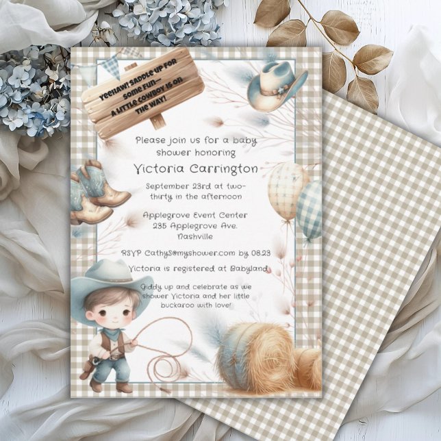 Invitación Cowboy Blue Boy Baby Shower (Subido por el creador)