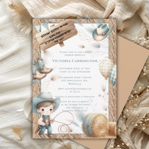 Invitación Cowboy Blue Western Boy Baby Shower