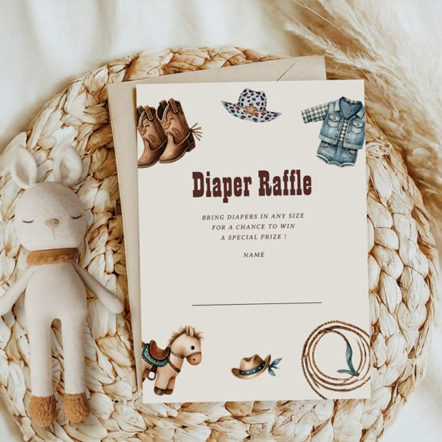 Invitación Cowboy Blue Western Rode Diaper Raffle Ticket Card (Subido por el creador)