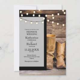 Invitación Cowboy, Boda de Redneck, bots enciende gris y negr