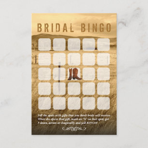 Invitación Cowboy Boots Country Shower Bingo Card