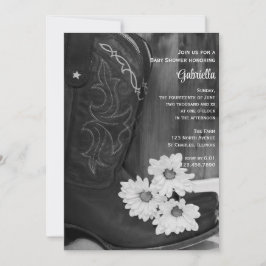 Invitación Cowboy Boots Daisies Country Western Baby Shower