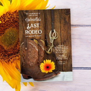 Invitación Cowboy Boots Daisy el último rodeo de la fiesta de