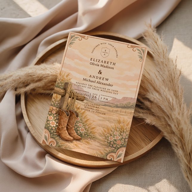 Invitación Cowboy Boots Desert Wedding (Subido por el creador)
