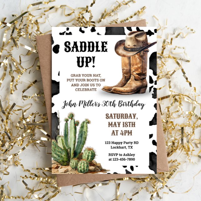 Invitación Cowboy Boots & Gorra de vacas de cumpleaños occide (Subido por el creador)