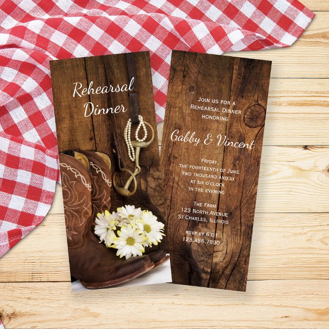 Invitación Cowboy Boots Horario Boda Ensayo Cena (Subido por el creador)