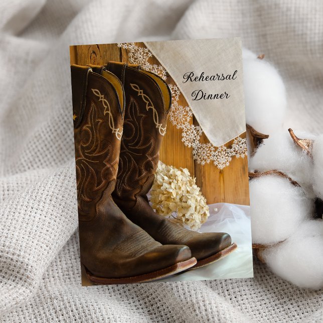 Invitación Cowboy Boots Lace Boda occidental Ensayo Cena (Subido por el creador)