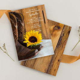 Invitación Cowboy bota Sunflower Country Western Baby Shower
