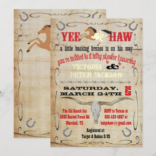 Invitación Cowboy Bucking Bronco Parejas Baby Shower