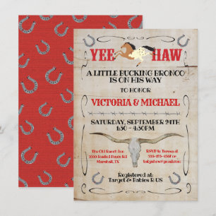Invitación Cowboy Bucking Bronco Parejas Baby Shower
