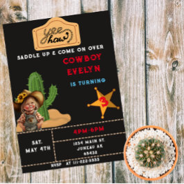 Invitación Cowboy Cactus Fiesta Chica de cumpleaños