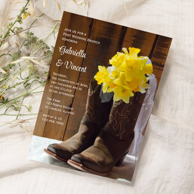 Invitación Cowboy chofer amarillo lanza un brunch post Boda (Subido por el creador)