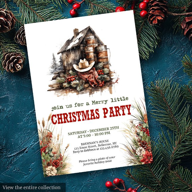 Invitación Cowboy country Christmas party printable card (Cowboy country Christmas party printable card

)