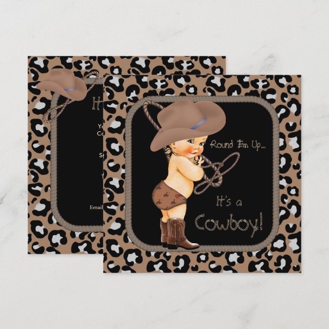 Invitación Cowboy Country Western Baby Shower (Anverso / Reverso)