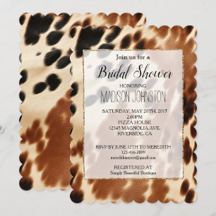 Invitación Cowboy Cream Brown Black Piel de vaca