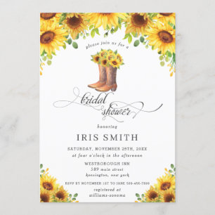 Invitación Cowboy de girasol bota el campo ducha de novia