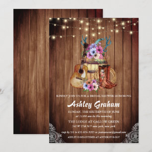 Invitación Cowboy de moda bota ducha de novia occidental rusa