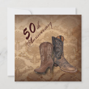 Invitación Cowboy de país occidental aniversario de bodas 50