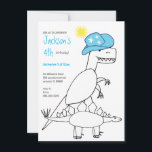 Invitación Cowboy divertida Trex Dinosaur Kids Cumpleaños<br><div class="desc">Minimalista colorido tema de los dinosaurios vaquero Tyrannosaurus rex fiesta de cumpleaños. Traiga algo de historia natural en la habitación del niño o fiesta de cumpleaños con estos adorables dinosaurios blancos y negros. Cita de cumpleaños con temática de dino</div>