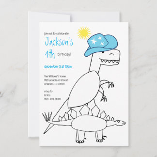 Invitación Cowboy divertida Trex Dinosaur Kids Cumpleaños