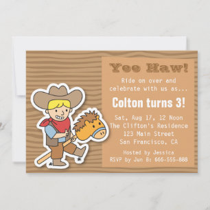 Invitación Cowboy en un palo de pony fiesta de cumpleaños de 