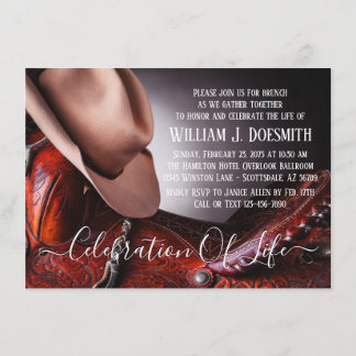 Invitación Cowboy Gorra Saddle Funeral Memorial Service