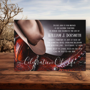 Invitación Cowboy Gorra Saddle Funeral Memorial Service