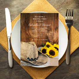 Invitación Cowboy Gorra Sunflower Barn Boda ensayo Cena