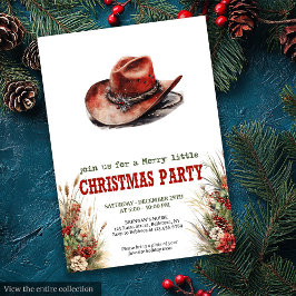 Invitación Cowboy Hat Christmas Party Digital Invite