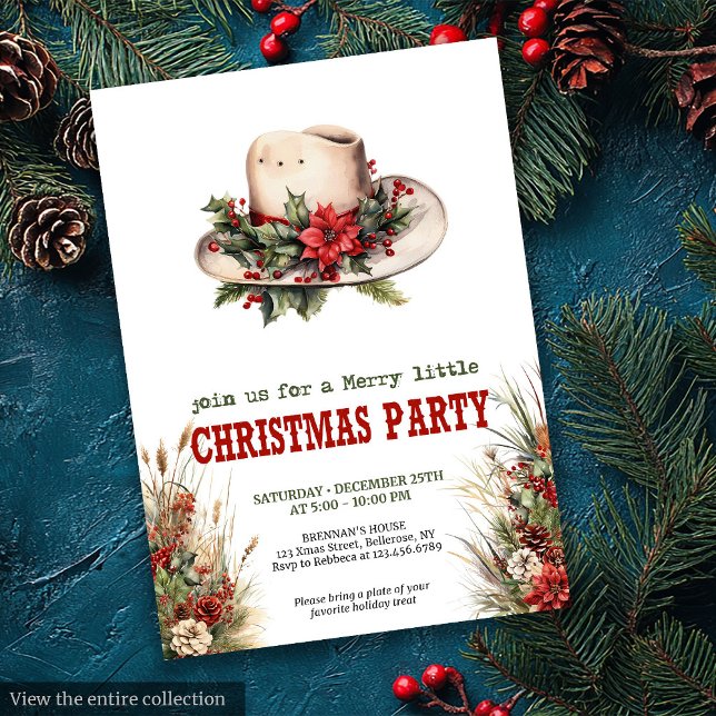 Invitación Cowboy hat Christmas party invite with bandana tie (Cowboy hat Christmas party invite with bandana ties

)