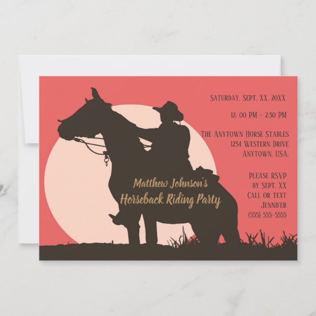 Invitación Cowboy Horseback Riding Birday Party (Anverso)