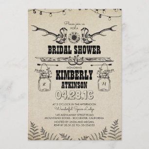Invitación Cowboy impulsa la ducha de novias en un campo rúst