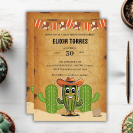Invitación Cowboy Little Cactie Cactus Baby Shower