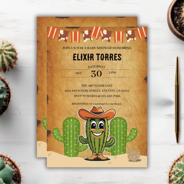 Invitación Cowboy Little Cactie Cactus Baby Shower (Subido por el creador)