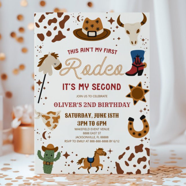 Invitación Cowboy Mi segundo Fiesta de Rodeo del Segundo Cump (Subido por el creador)