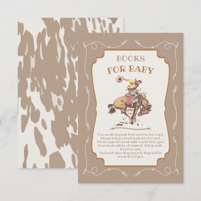 Invitación Cowboy Occidental: Bucking Bronco Books para el be (Anverso / Reverso)