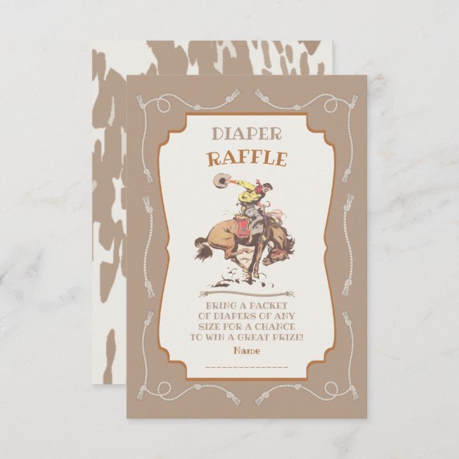 Invitación Cowboy Occidental Bucking Bronco Diaper Raffle (Anverso / Reverso)