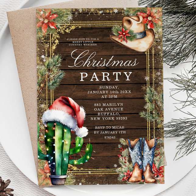 Invitación Cowboy occidental Cactus Fiesta de Navidades flora (Subido por el creador)