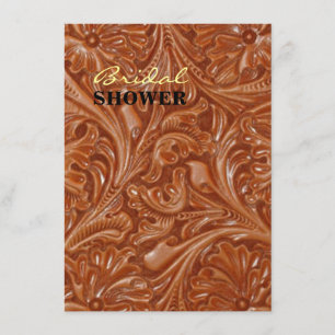 Invitación cowboy patrón de país occidental de cuero con herr