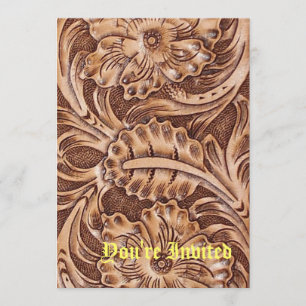 Invitación cowboy patrón de país occidental de cuero con herr