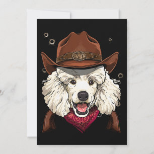 Invitación Cowboy Poodle Western Rodeo Cowboy Gorra y Bandana