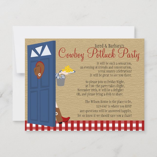 Invitación Cowboy Potluck Fiesta (Anverso)