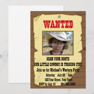 Invitación Cowboy quería una fiesta de cumpleaños Poster