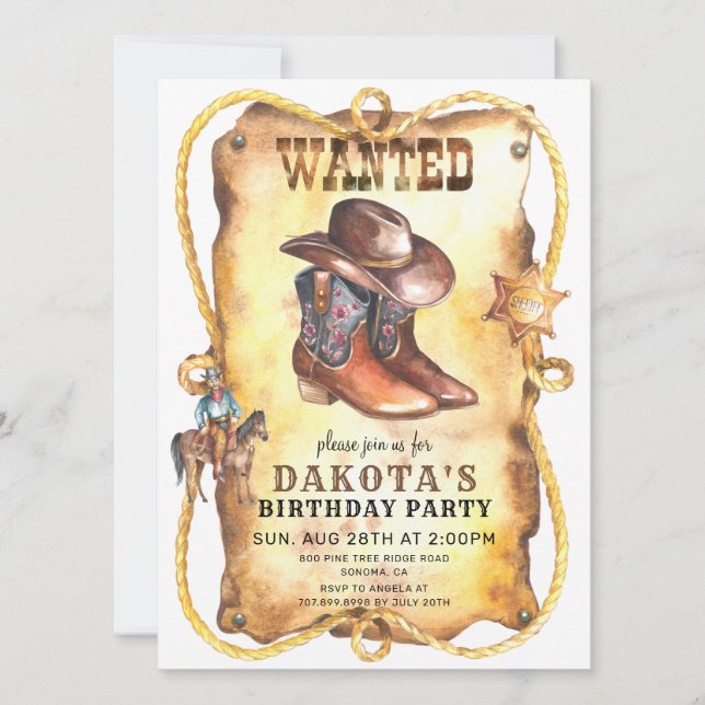 Invitación Cowboy quería una fiesta de cumpleaños Poster (Anverso)