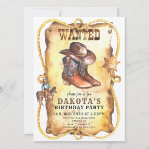 Invitación Cowboy quería una fiesta de cumpleaños Poster