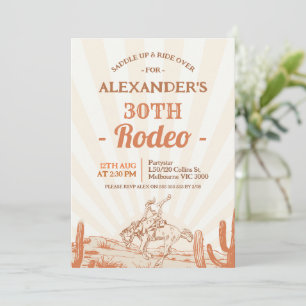Invitación Cowboy retro Brown tema 30 cumpleaños