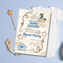 Invitación Cowboy Rodeo Howdy Segundo Espolvorín Baby Shower