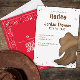 Invitación Cowboy Rodeo QR código de cumpleaños lindo medios 