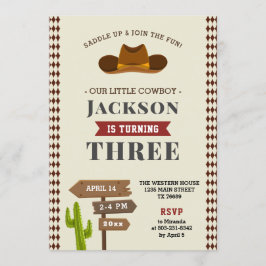 Invitación Cowboy Rodeo Western Saloon Kid Boy Fiesta de cump
